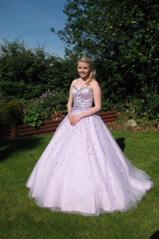 Lavender Long Ball Gown Sweetheart Back Up Lace Prom Dress K88