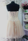 Back Up Lace Beaded Blush Pink Sweetheart Homecoming Dress K144