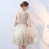 A-Line Round Neck Short Lace Appliques Homecoming Dresses OKC97