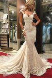 Sexy Mermaid Lace Wedding Dress new Cap Sleeves Appliques Bridal Gowns OK106