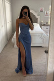 Simple Blue Memraid Seetheart Long Prom Dress Formal Evening Dress OK1635