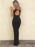 Sexy Open Back Mermaid Greatest Cheap Black Long Prom Dress OKE50